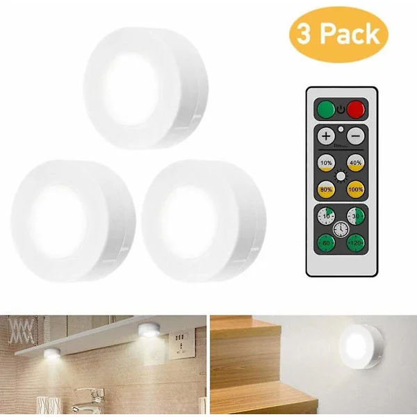 Skåpbelysning LED med fjärrkontroll, 3-delad skåpbelysning kompatibel med