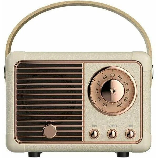 Retro Bluetooth-høyttaler Vintage FM-radio Høyt volum Bluetooth 5.0 Trådløst TF-kort Hvit-FA-