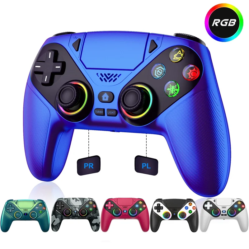 AliExpress - Für Playstation 5/PS5/PS4/PC Spielcontroller, 6-Achsen-Gyroskop RGB Kabellose Gamepads 4-Stufen-Vibration Turbo Programmierbarer Gaming-