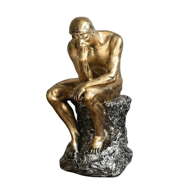 The Thinker Statue Decor Office Desk Bookshelf Sculpture Accent Large Famous Rodin's Thinker Art Collection for Men Modern H