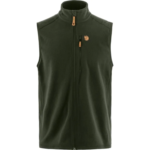 Fjällräven Men's Övik Lite Fleece Vest Jacket in Deep Forest | Size: Small, Recycled Polyester
