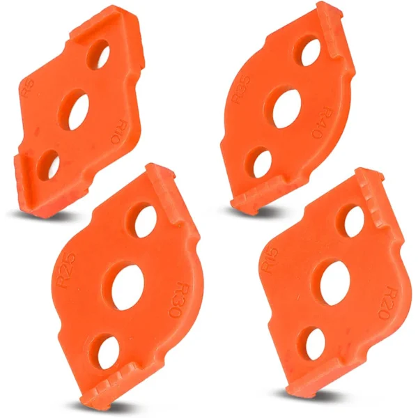4 st Träbearbetnings Halvcirkelformad Filé Snabbpositionerare, ABS Radie Jig Router Mallar Hörn Router Bit, för Rätvinkliga Tavelramar, Bord, Brädor (