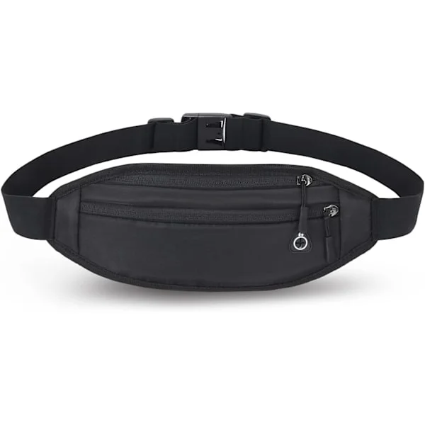 Løbetaske til kvinder, mænd, børn, piger, bæltetaske, mavetaske til sport, løb, jogging, fitness, cykling (sort) (33*12.5*1cm)