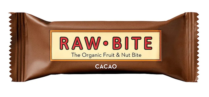 2 for 40 kr., Rawbite Frugt- og nøddebar Glutenfri Ø Cacao 50 g, Helse & Madvarer, Snacks, Barer