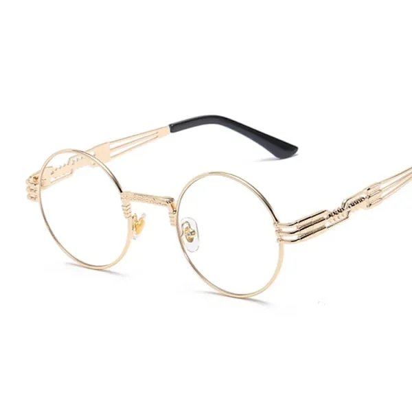 Steampunk Solbriller Dame Runde Briller Mann Linse Unisex Vintage Retro Stil Punk Solbriller Kvinner Oculos De Sol