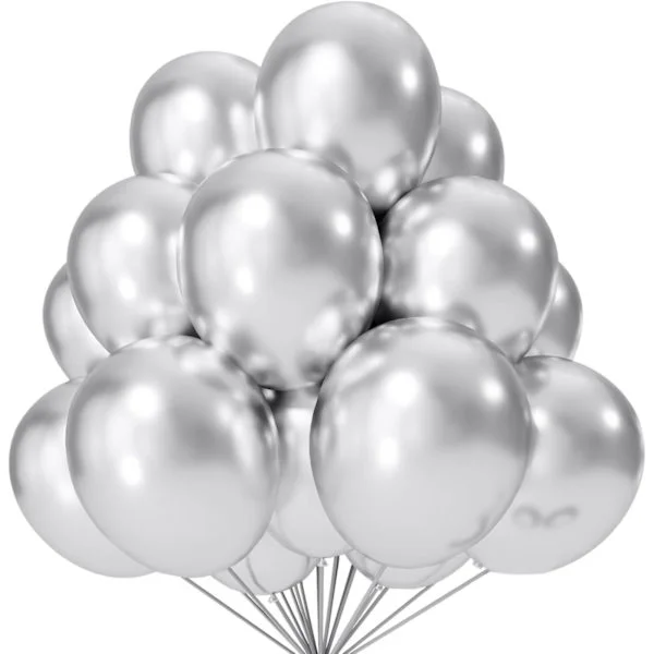 100 stk. Metalliske sølvballoner, 5 tommer krom sølvballoner, latex sølvfestballoner til mænd kvinder fødselsdag baby shower jubilæum dimission