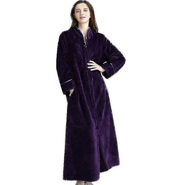 Vetoketjullinen kylpytakki naisille, flanellifleece-aamutakki, lämmin talvitakki, yöpaita