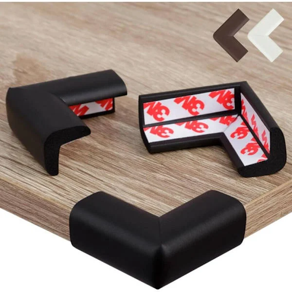 12x Baby Safety – Self-adhesive Foam Protection Pad for Table Corners, Furniture, Desks, and Shelves – Black