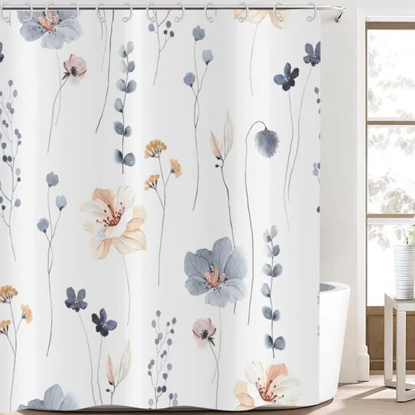 Badeværelsesforhæng - Skimmelresistent badeværelsesforhæng - Inkluderer ringe - 180x200cm - Med vægtet tape - Høj kvalitet - Vandtæt - Enkelt