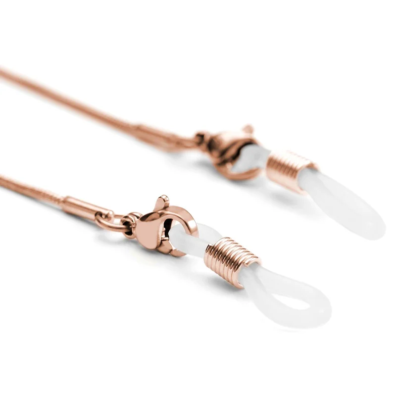 Rose Gold-Tone Stainless Steel Snake Sunglasses Chain for Men - Glasses Straps
