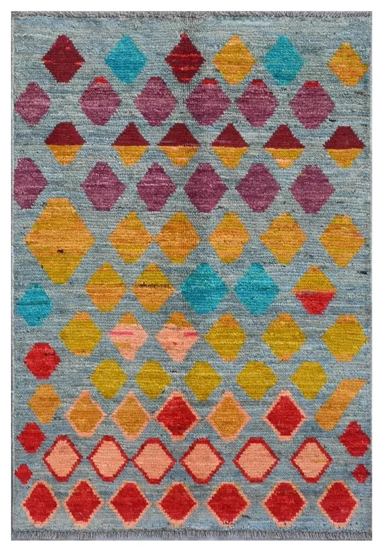Berber Colourful Rug Hand Knotted 77X114 Dark Grey/Dark Red