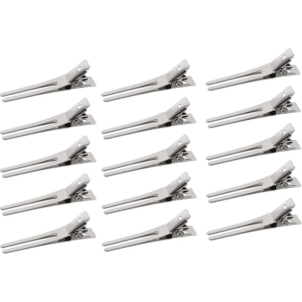 50-pak DIY krøller til krøller, frisør dobbelt stift krøller sølv metal alligator klemmer metal krokodille alligator hårklemmer til Salo