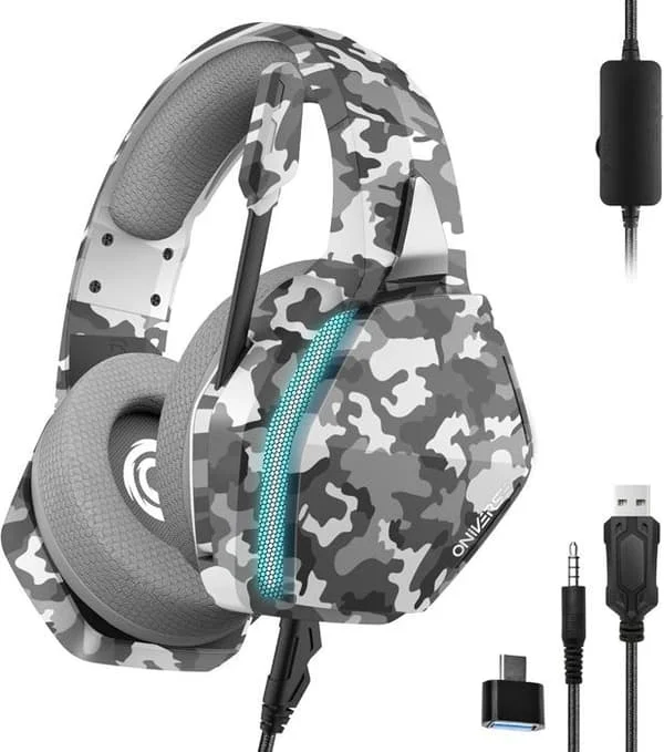 Gaming Headset - Oniverse - Nebula - Stereo - LED - 50mm Högtalare - Urban Camo