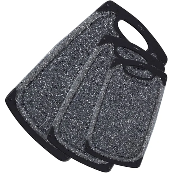 Svart - Imitation Marmor Skärbrädor, Set med 3 Skärbrädor