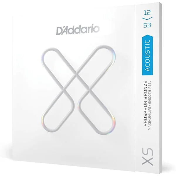 D'Addario akustisen kitaran kielet, XS Phosphor Bronze -pinnoite, XSAPB1253, kevyt paksuus 12-53, 6-kielinen setti, 1-osainen setti