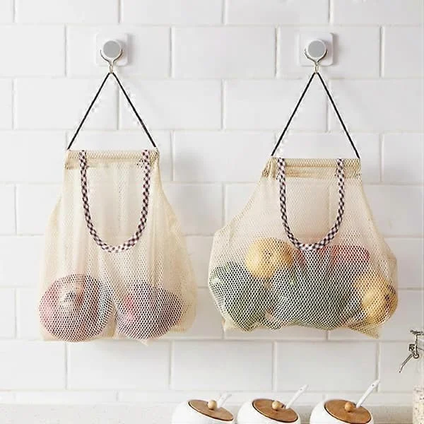 Hanging Storage Basket for Bathroom, Kids Bath Toy Storage Box, Foldable Mesh Storage Bag, Shopping Bag (2 Pieces) YDW