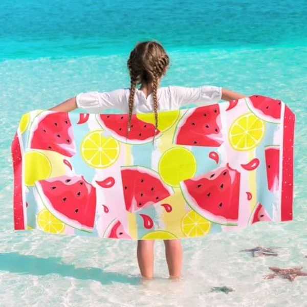 Badehåndklæde til børn – Vandmelon badehåndklæde 70 x 150 cm Blødt absorberende polyester badehåndklæde sports pool badehåndklæde til pige
