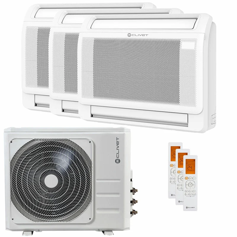 Condizionatore Clivet CONSOLE 3 trial split 9000+12000+18000 BTU inverter A++ unità esterna 10.5 kW