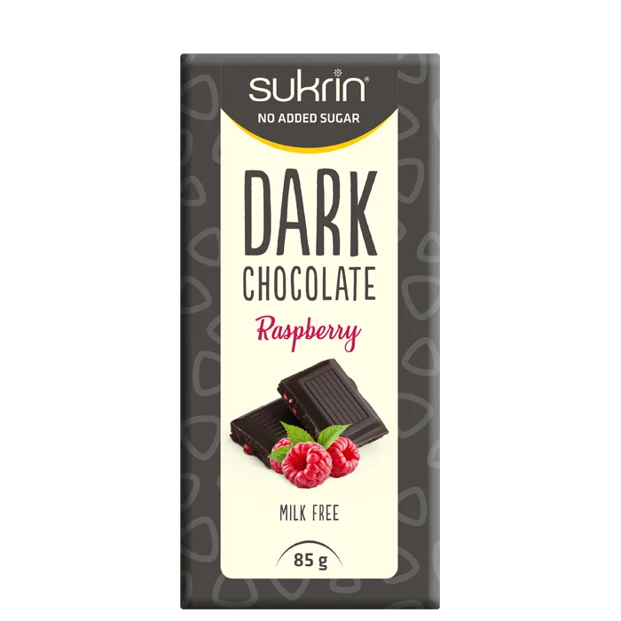 SUKRIN Mørk Sjokolade 65% Med Bringebær 85 g