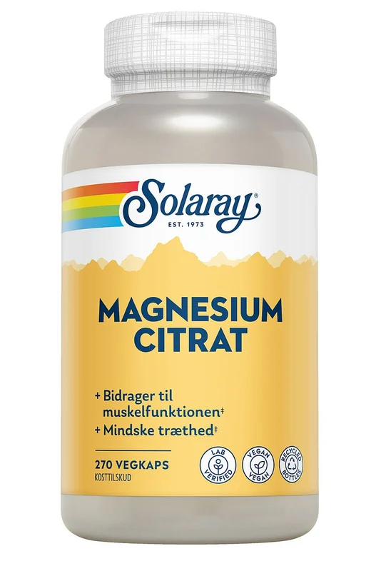 Solaray Magnesium Citrat 270 kaps, Helse & Madvarer, Mineraler, Magnesium