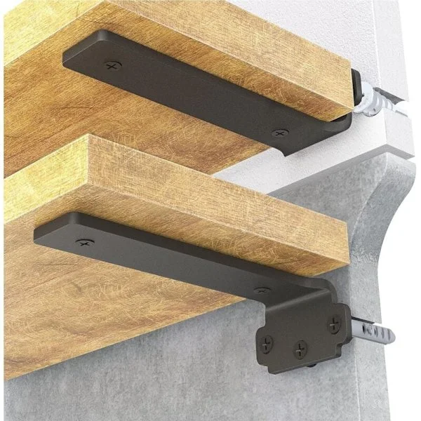 KZQ 6-pack 10 cm flytande hyllkonsoler, kraftiga hyllkonsoler för hyllor, svartmålade metallväggmonterade hyllkonsoler, 75 kg lastkapacitet