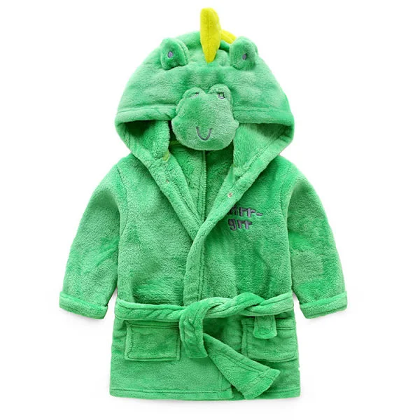 Pojkar flickor pyjamas Baby tecknad pyjamas Vinter huva morgonrock