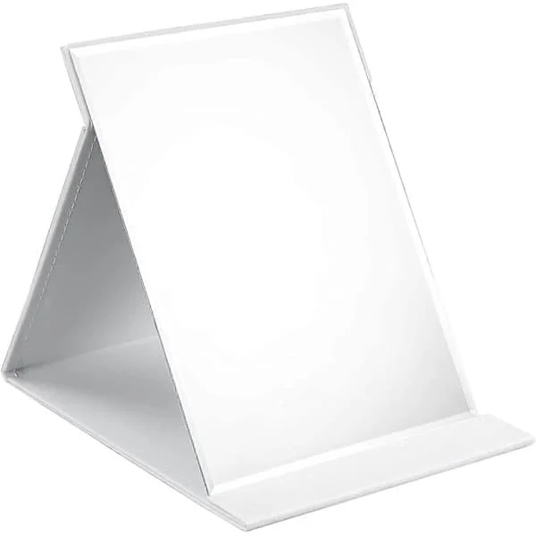 Portable Folding Mirror, Super HD Compact Makeup Mirror, Black PU Leather Travel Mirror, Freestanding Makeup Mirrors White 25x18cm White 25x18cm