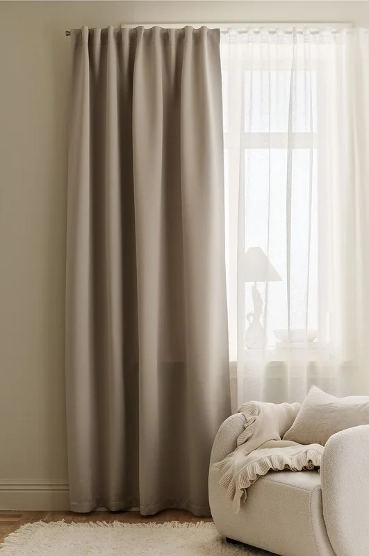 &Home - Mørklægningsgardin Linnie 1-pak - Beige - Mørklægningsgardiner - 220 - Fra Homeroom