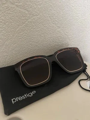 Bruna Prestige solglasögon med gulddetalj