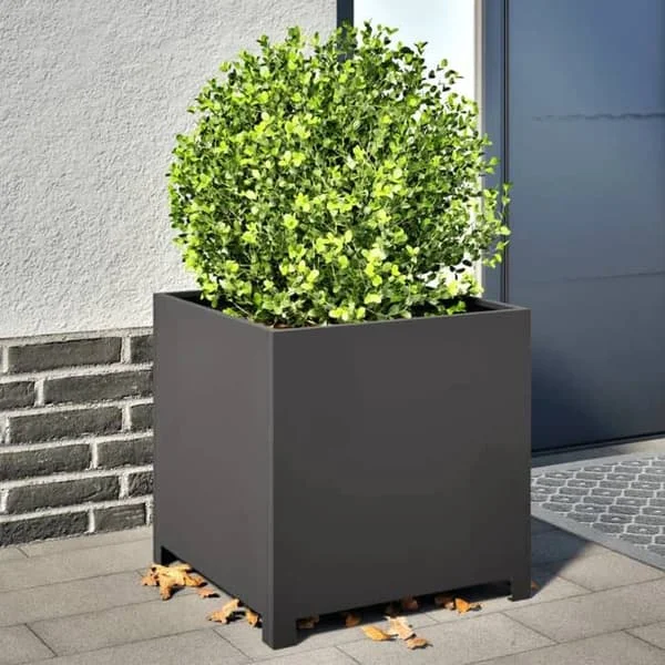 vidaXL Svart kruka 50x50x50 cm stål, planterare, utekruka, blomlåda, utomhuskruka, låda 851213