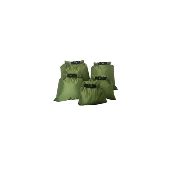 5 stk. vanntette tørre sekker, 1,5L /2,5L /3,5L /4,5L /6L lette tørre sekker bærbare tørre sekker for utendørs fotturer, fiske, camping (grønn)