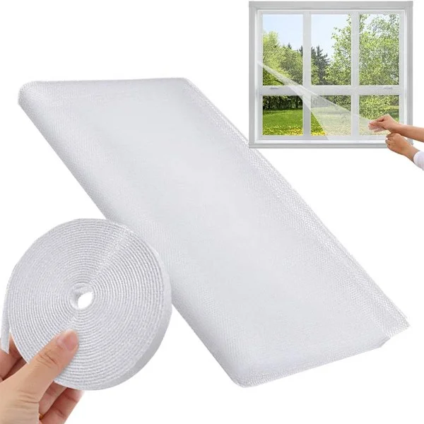Myggnät till fönster polyester 150x130 cm med självhäftande kardborre