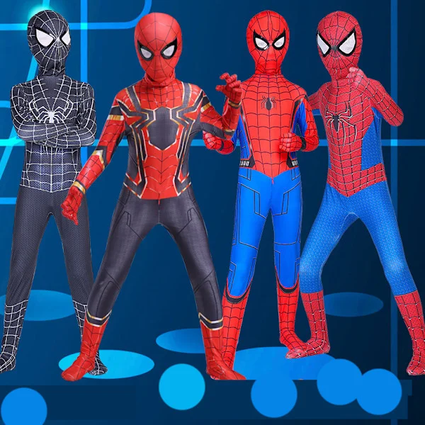 Mub- Röd lack Spiderman Kostym Spider Man Dräkt Spider-man Kostymer Barn Barn Spider-Man Cosplay Kläder halloween kostym B 100