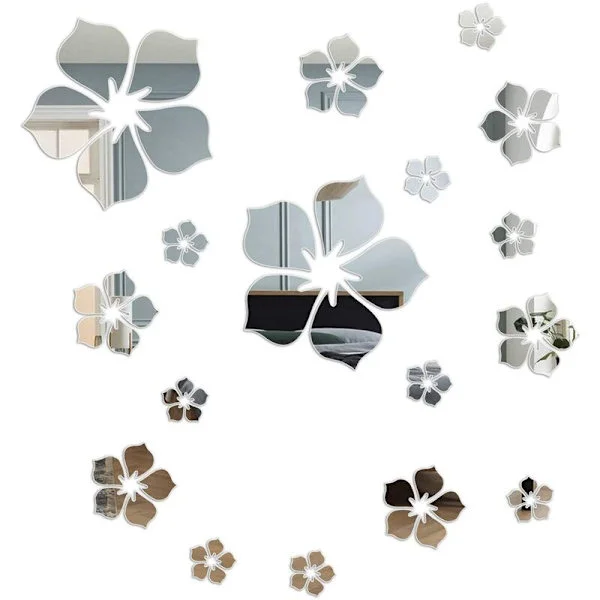 3D Crystal Floral Wall Decals, Removable Wall Stickers, Acrylic Wall Decals for Kids Room, DIY Decoration -3
