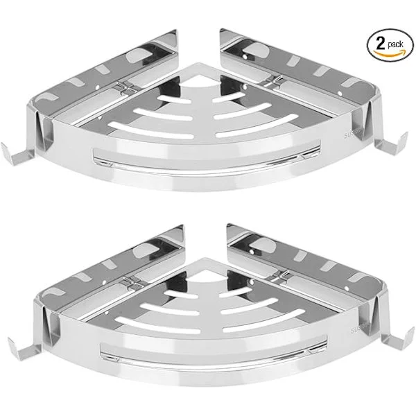 2 stk Baderom Dusjhylle Metall Baderomshylle Baderom Hjørne Dusjhylle Veggmontert Dusjhylle Hjørnehylle Sjampo Holder Organizer Hjørne S