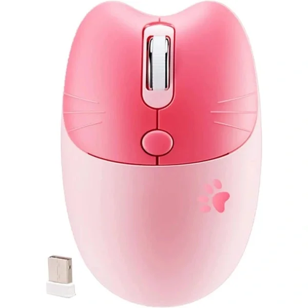 Trådlös Mus Söt Datormus 1600 DPI Tyst Bärbar USB-mus Trådlös Mus för PC Laptop Notebook MacBook Flickpresent (Rosa)