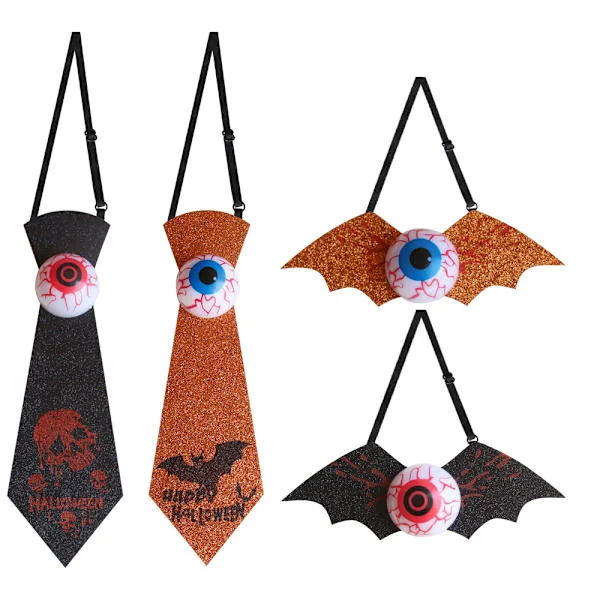 Halloween-koristeet, lasten solmiot, rusetit, hehkuvat silmät