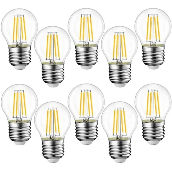 10 E27 G45 LED-pærer, 4W svarende til 40W, retro E27 LED-pærer, varm hvid 3000K, glas, 10 stk.