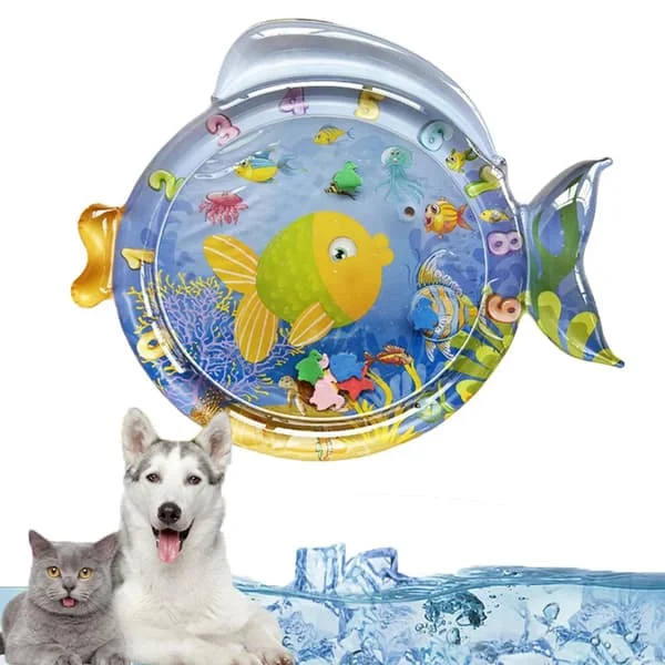 Baby Vandmåtte Sensorisk Vandlegemåtte til Katte, Sommer Vandlegemåtte, Interaktivt Kattelegetøj, Vandmåtte til Katte, Hunde (Bullhead Fish)