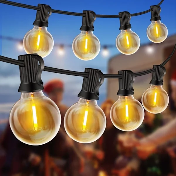 20-meter udendørs lyskæde, 30+2 pærer, brudsikker og vandtæt, kan forbindes med en LED-lyskæde på op til 20 meter
