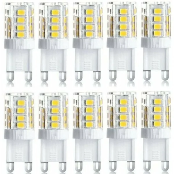 Pakke med 10 LED-spotter, LED-dekorasjonslys, G9 LED-pærer, 5W varmhvit kaldhvit, energibesparende LED-pærer, halogen erstatningspære, AC 230V