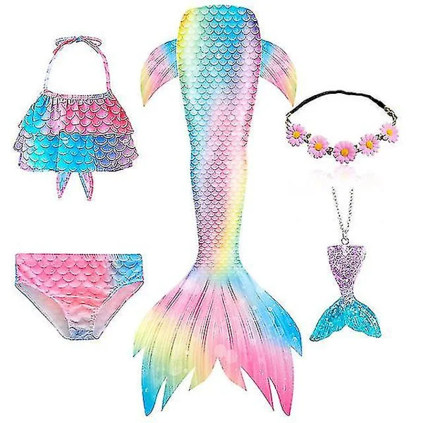 5 stk/sæt Piger Havfruehale Badedragt Børn Havfrue Ariel Cosplay Kostume Fantasy Strand Bikini Sæt 3 Sæt 3 Sæt 3{JSR}