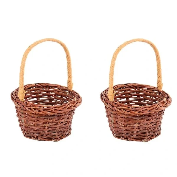 2 stk. kurv frugt pil gavepose bambus påskekurv mini picnic kurve mini kurve til gør-det-selv