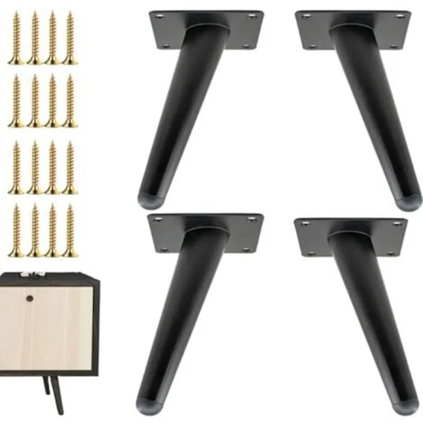 20 cm furniture legs, set of 4, mid-century style metal legs for chairs, sofas, cabinets, tables and DIY projects.