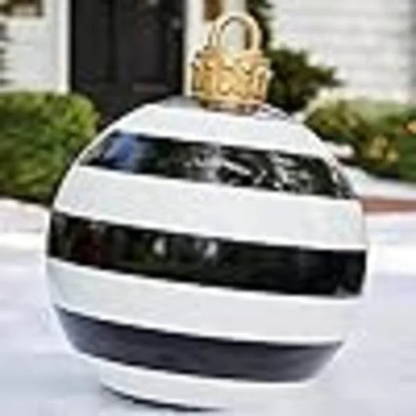 Christmas Decorations, Christmas PVC Inflatable Decorative Balls (Black and White Stripes)