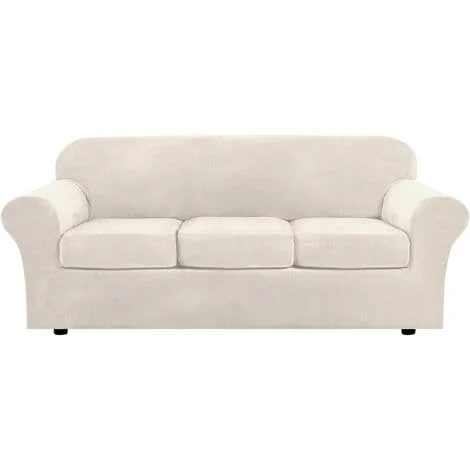 Moderne Pludsflor 4-delt Høj Stræk Sofa Betræk Rem Sofa Betræk Møbelbeskytter Form Fit Luksus Tyk Flors