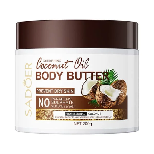 Kokos fugtgivende shampoo og balsam sæt: Bodylotion, shampoo, showergel, bodybutter 200g