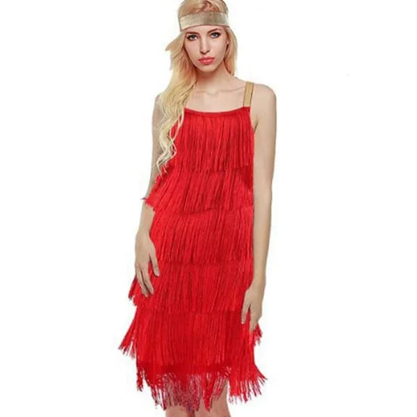【BEMS】Naisten mekko 1920-luvun hapsumekko halter-kauluksella Great Gatsby Cocktail Party Flapper-mekot Naamiaisasut Hapsut Naisten puku Mekko Punainen