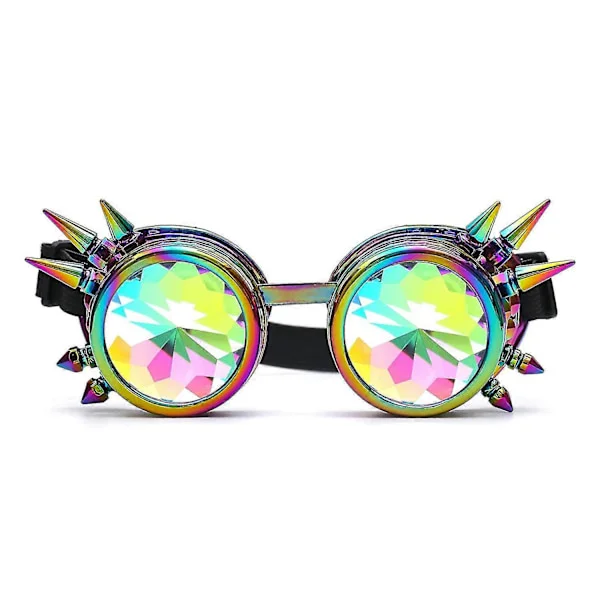 Vintage Rainbow Crystal Sparkling Glasses Kaleidoscope Gothic Rivets