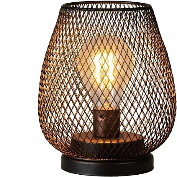 1-delad batteridriven lampa LED-bordslampa, metallbur sladdlös lampa med LED-lampa, vintage dekorativ utomhuslykta, lämplig för bröllop, fest